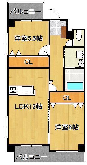 ノーブル三ヶ森(2LDK/4階)の間取り写真