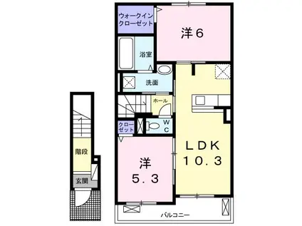 リバーサイド・コートI(2LDK/2階)の間取り写真