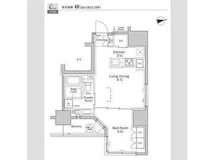 プラウドフラット浅草雷門(1LDK/9階)の間取り写真