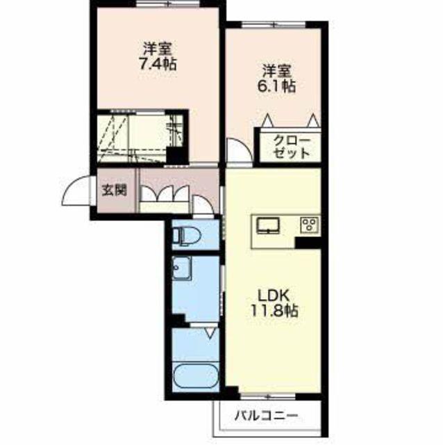 シャーメゾン女池上山(2LDK/3階)の間取り写真