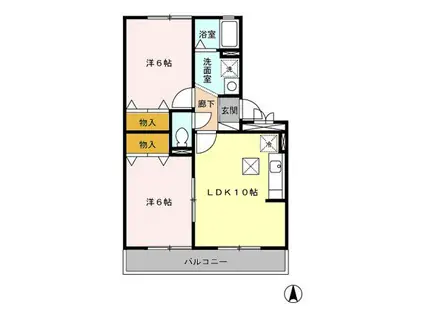 サンセール(2LDK/1階)の間取り写真