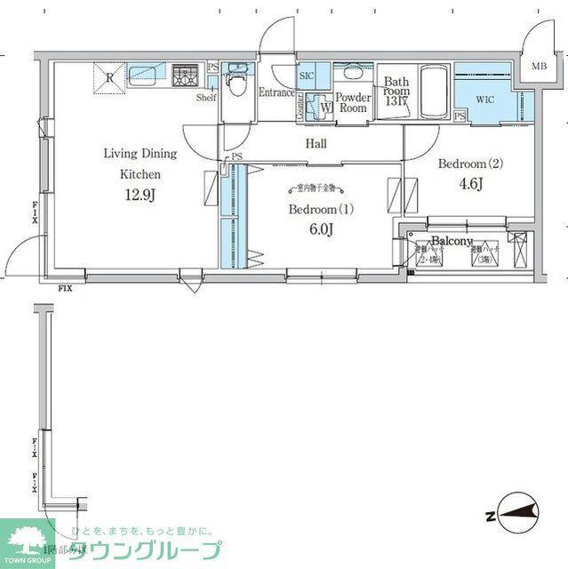 デュオフラッツ千歳船橋(2LDK/4階)の間取り写真