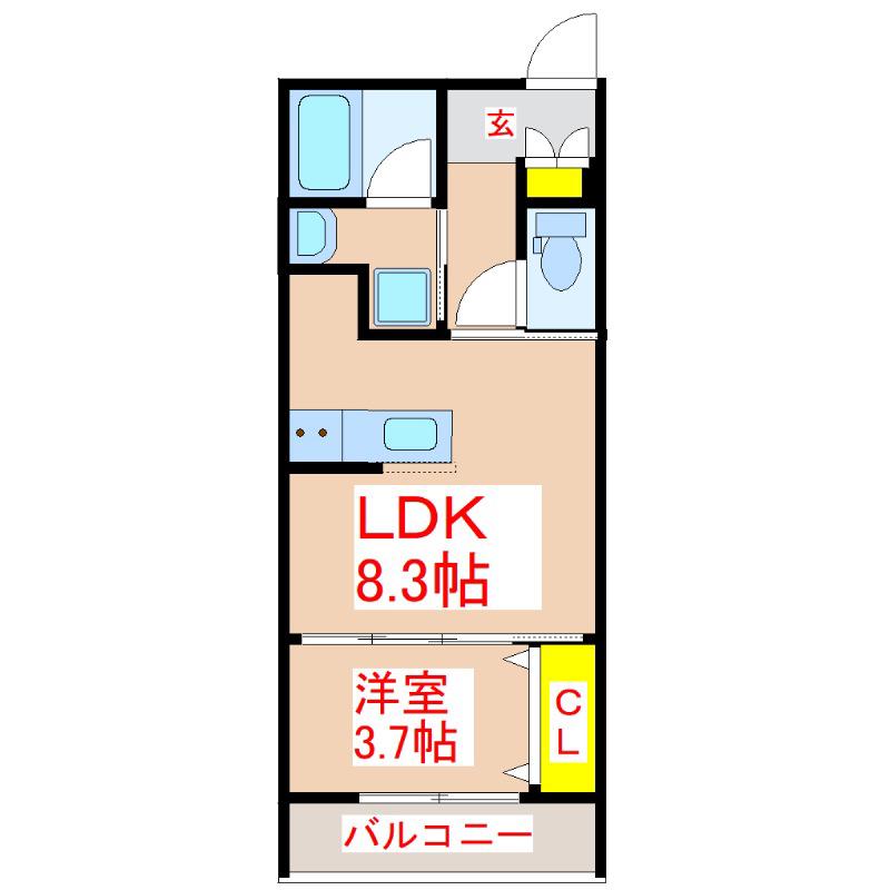 ALEGRIA(1LDK/1階)の間取り写真