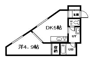 イーストリッチ6.5(1DK/1階)の間取り写真