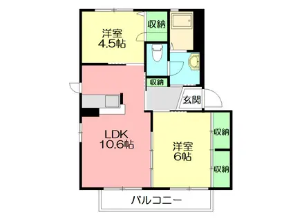 カサベルデ赤坂 A(2LDK/2階)の間取り写真