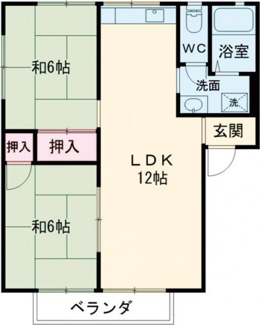 風薫るビレッヂC(2LDK/2階)の間取り写真