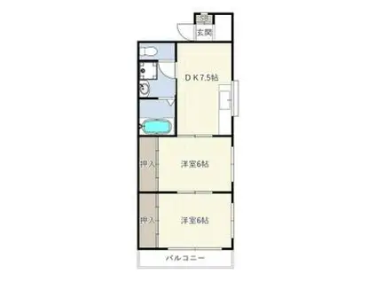 シティハイツ上面(2DK/1階)の間取り写真