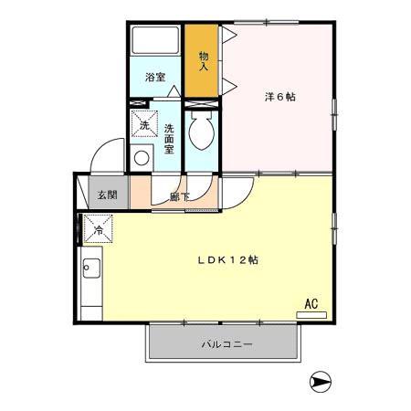 ウィルモア東町(1LDK/2階)の間取り写真