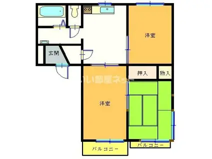 セピアコートA棟(3DK/2階)の間取り写真