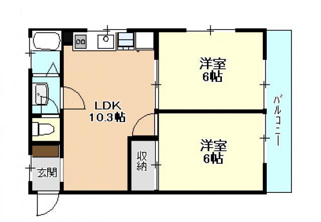 クスノキパークビル(2LDK/3階)の間取り写真