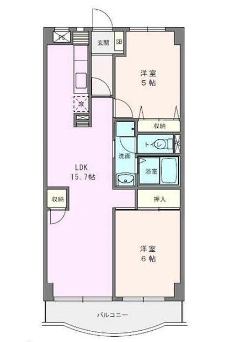 ボヌール秦野II(2LDK/4階)の間取り写真