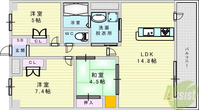 レジデンス桃山台(3LDK/2階)の間取り写真