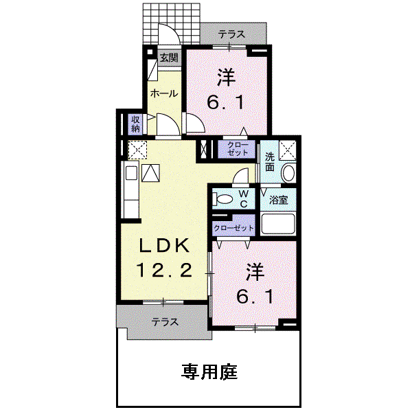 ジュエル(2LDK/1階)の間取り写真
