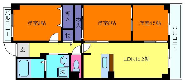 フロレセール南六甲(3LDK/3階)の間取り写真
