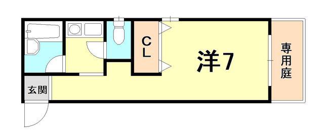 サニーヒル六甲(ワンルーム/1階)の間取り写真