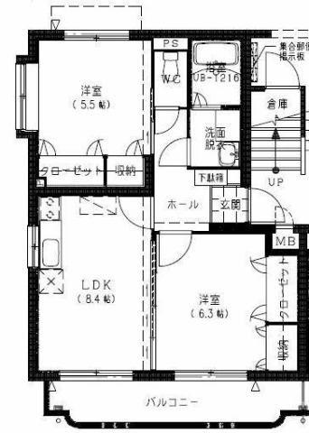 レジデンスハーモニーIIIB(2LDK/3階)の間取り写真