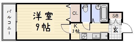 ウィングス片野II(1K/13階)の間取り写真
