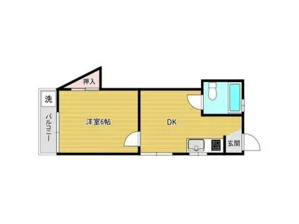 大町コーポ5(1DK/1階)の間取り写真