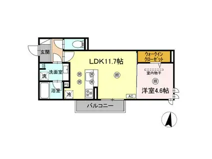 ソラーレ御幸(1LDK/2階)の間取り写真