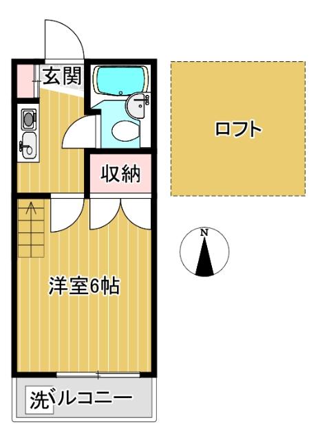 ホワイトハウス一番館(1K/2階)の間取り写真