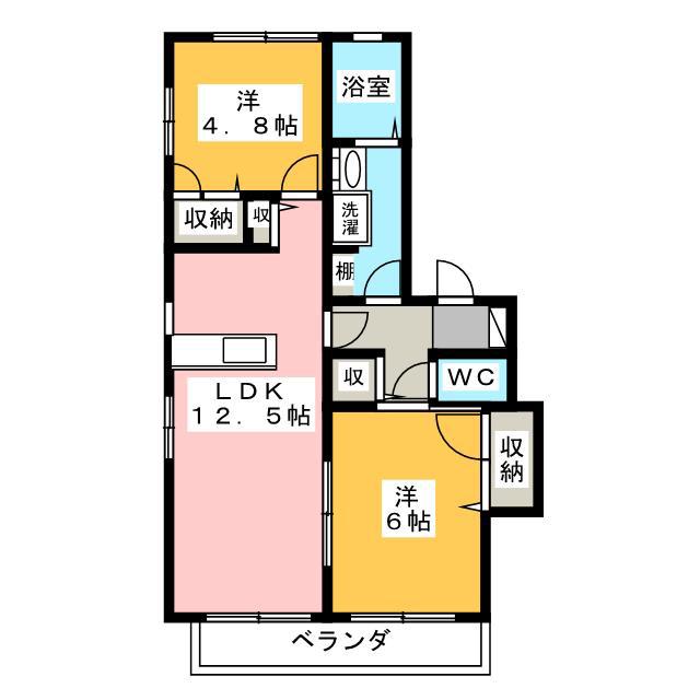 輝2004(2LDK/1階)の間取り写真