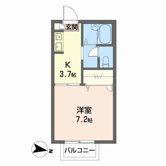 セフィラ西日野B棟(1K/2階)の間取り写真