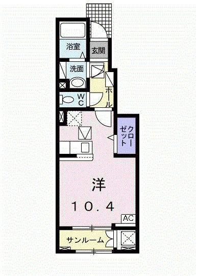 マール ウエスト(1K/1階)の間取り写真
