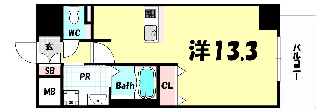 PRESSANCE三宮フラワーロード(1K/8階)の間取り写真