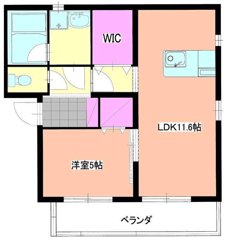 ネフェルティティ(1LDK/1階)の間取り写真