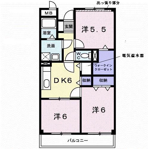 マルベル宇多津(3DK/4階)の間取り写真