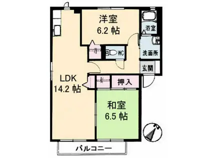 アミターバA棟(2LDK/2階)の間取り写真