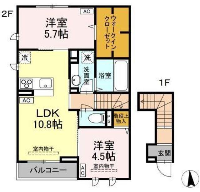 AOLANIB(2LDK/2階)の間取り写真