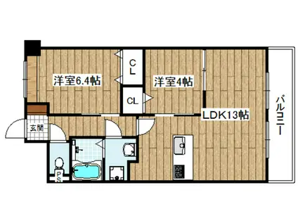 フェアパレスST(2LDK/2階)の間取り写真