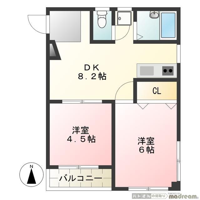 あおばビル(2DK/3階)の間取り写真