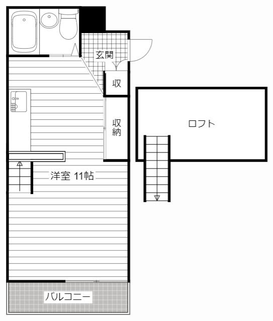 上島ロイドアパートB棟(ワンルーム/1階)の間取り写真