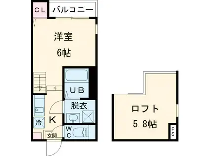 ハーモニーテラス景勝町II(1K/1階)の間取り写真