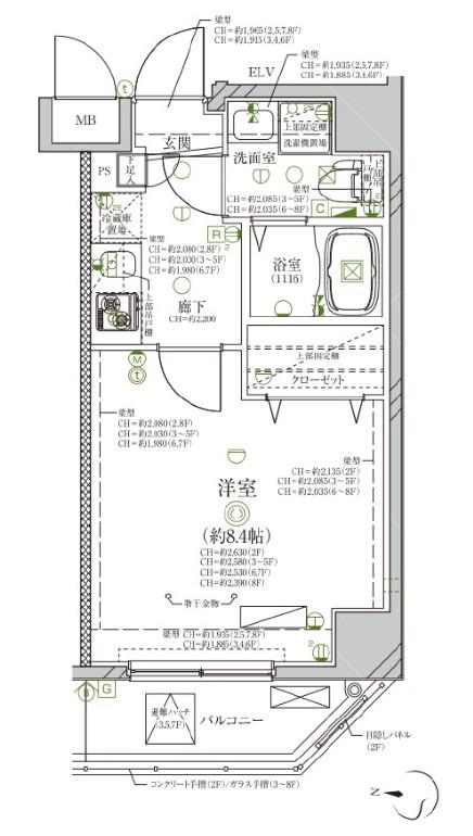 SY FORME IRIYA(1K/4階)の間取り写真