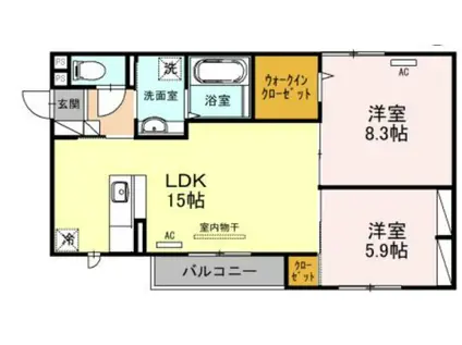 AVENIR城北(2LDK/1階)の間取り写真