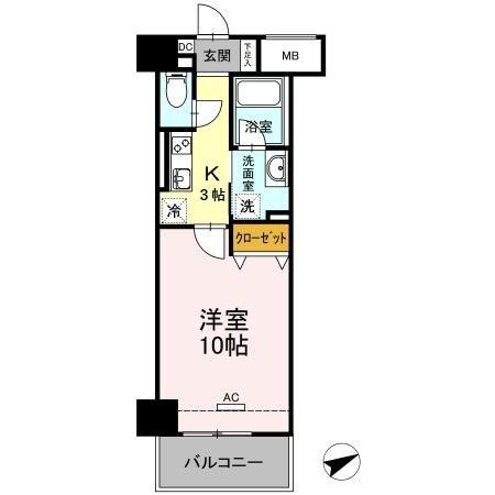 エトワール安島(1K/4階)の間取り写真