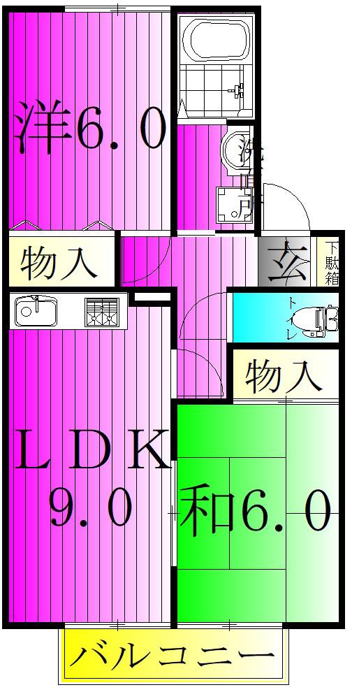 コーポハリークレアA(2LDK/2階)の間取り写真