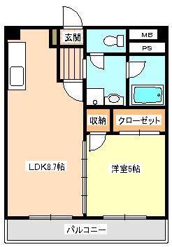 K・Tビル(1LDK/3階)の間取り写真