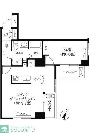 ヒルサイド白山(1LDK/3階)の間取り写真