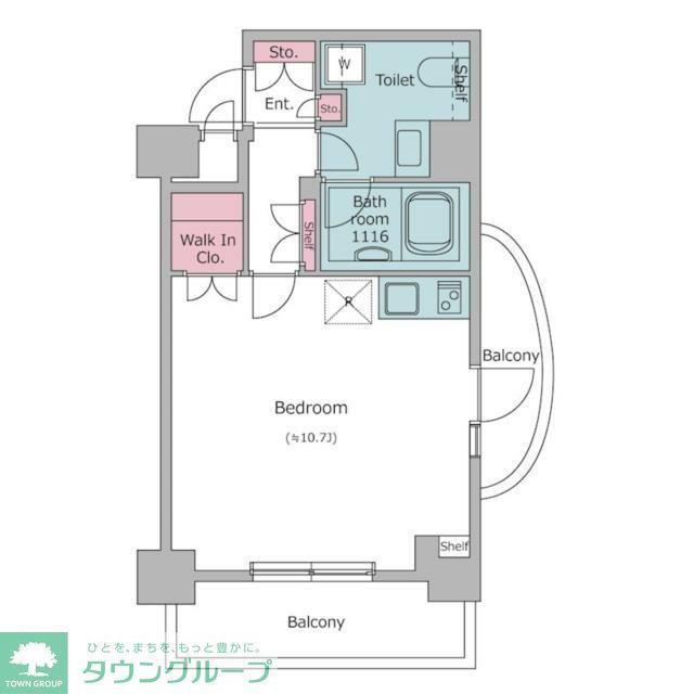 レジディア麻布十番II(ワンルーム/2階)の間取り写真