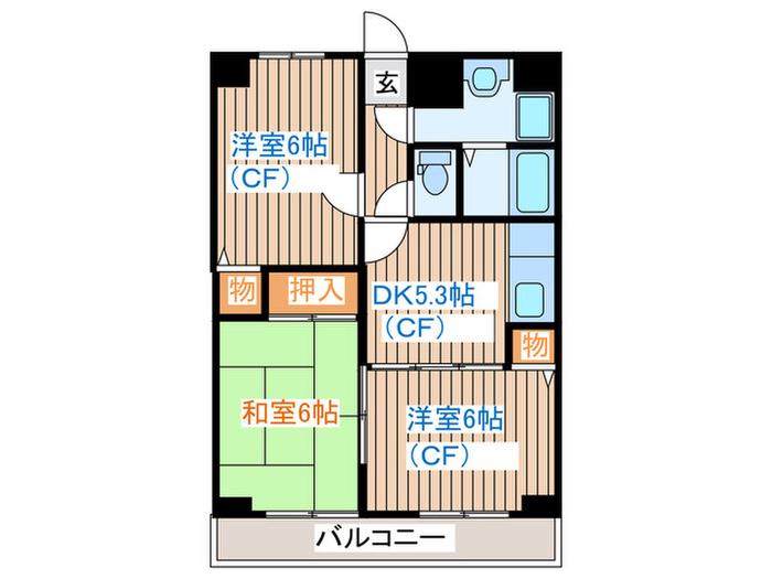サンビレッジ(3DK/2階)の間取り写真