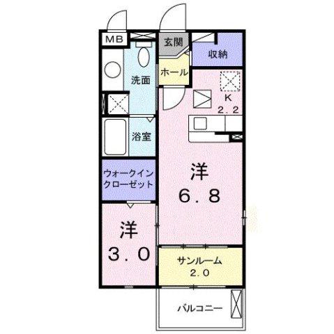 ミニヨンポルテ(1DK/1階)の間取り写真