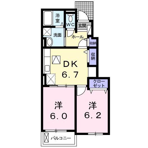 サン・フィオーレ II(2DK/1階)の間取り写真