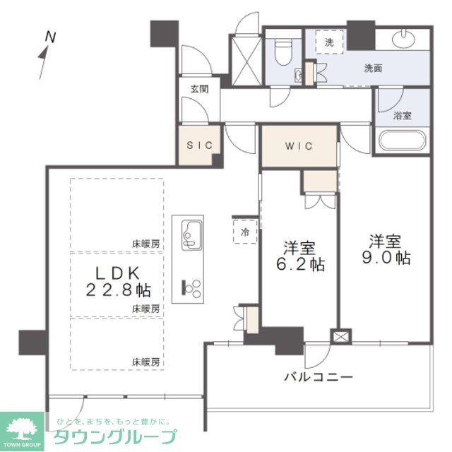 プレミスト天神赤坂タワー(2LDK/13階)の間取り写真