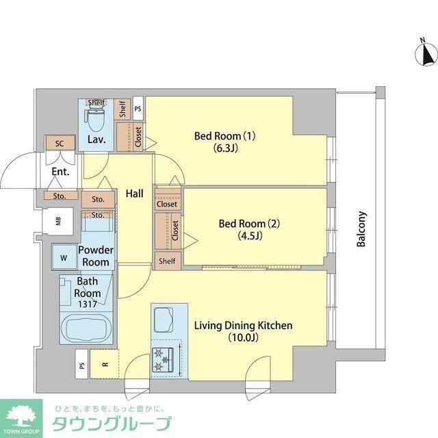 SAION町屋(2LDK/4階)の間取り写真
