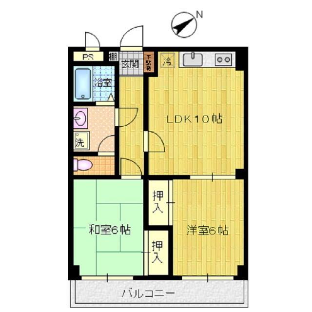 パインフラッツ(2LDK/2階)の間取り写真