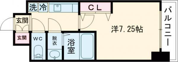 LUXEなかもず(1K/7階)の間取り写真